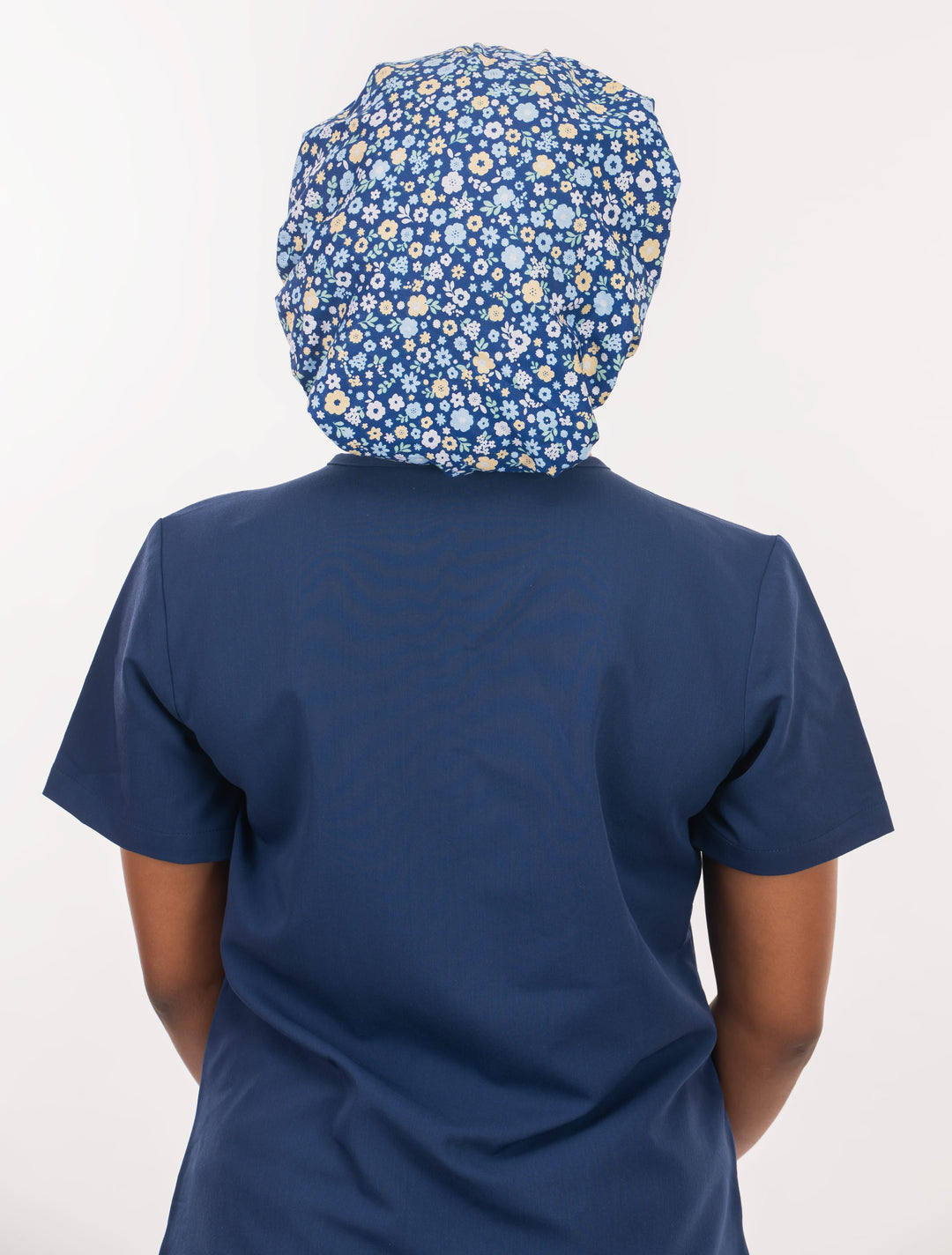 Flower Print Bouffant Scrub Cap with Satin Lined