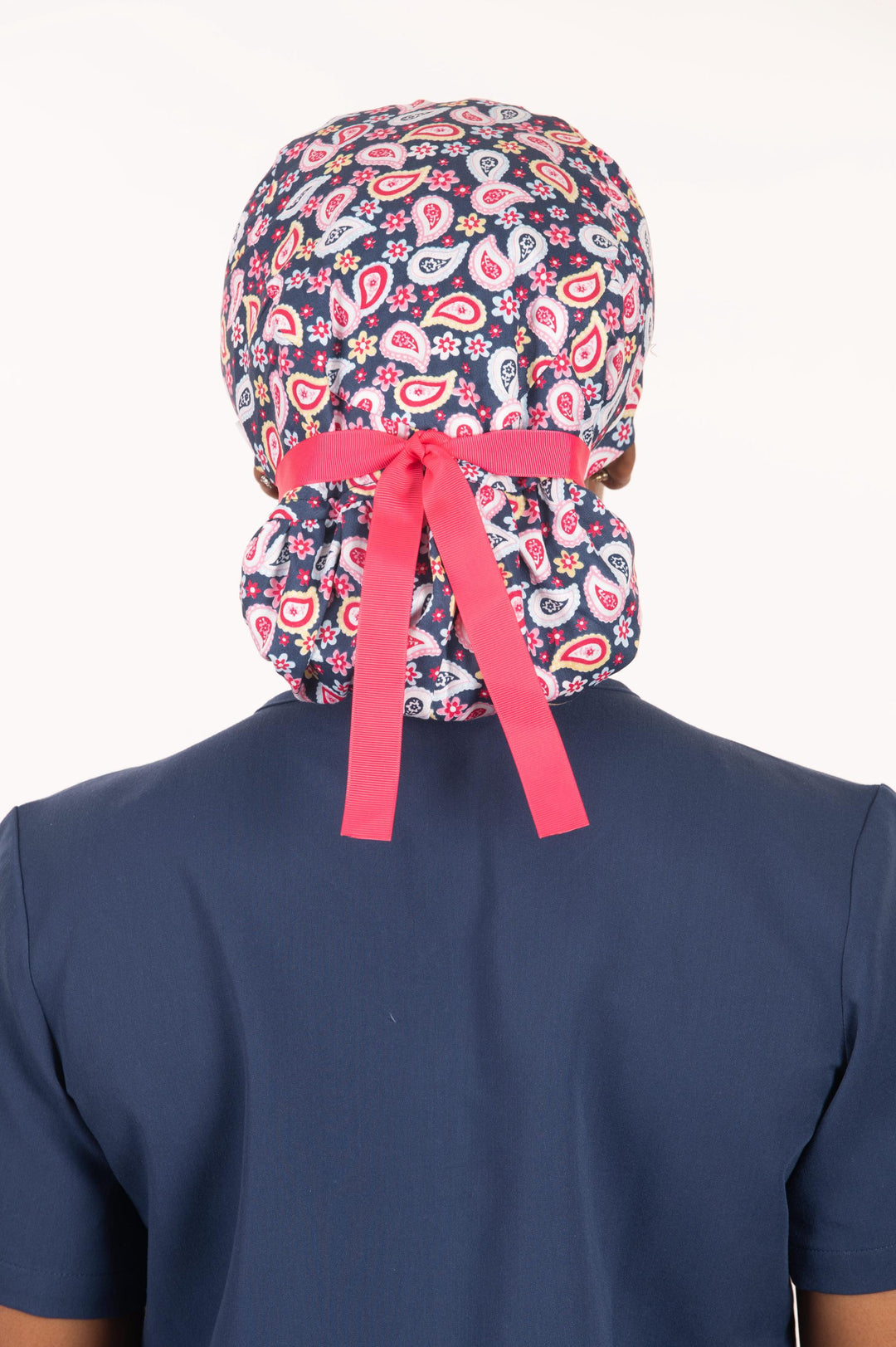 Rosy-Pink Ponytail Scrub Cap with Satin Lined