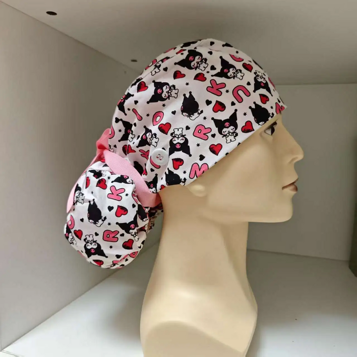 Pink-licious Ponytail Scrub Cap with Satin Lined