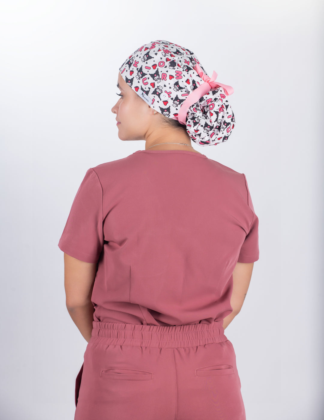Pink-licious Ponytail Scrub Cap with Satin Lined